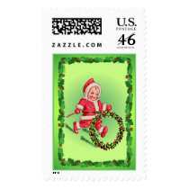 HOLLY & SANTA SUIT by SHARON SHARPE postage
