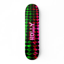 Holly skateboard pink fire and flames design