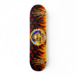 Holly skull real fire and flames skateboard design