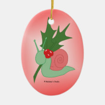Holly Snail Christmas Ornaments