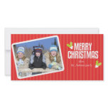Holly &amp; Stripes Christmas Photo Greeting Personalized Photo Card