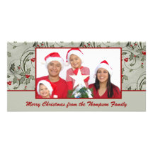 Holly Swirl Photo Card