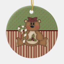 Holly Teddy Bear Christmas Ornaments