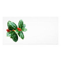 Holly With Berries Custom Photo Card