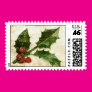 Holly With Weathered Background Postage Stamp Holly With Weathered Background Postage Stamp