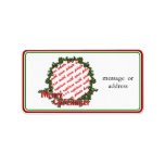 Holly Wreath Circle Photo Frame Personalized Address Label
