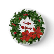 Holly Wreath Traditions Buttons