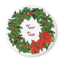 Holly Wreath Traditions Refrigerator Magnet
