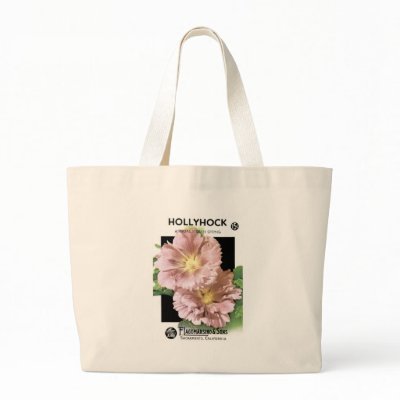 Hollyhock, Annual Indian Spring, F. Lagomarsino &  Canvas Bag by vintagegiftmall