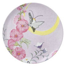 Hollyhock, Dahlia and Balloon Flowers Plate
