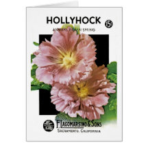 Hollyhock Vintage Seed Packet Greeting Card