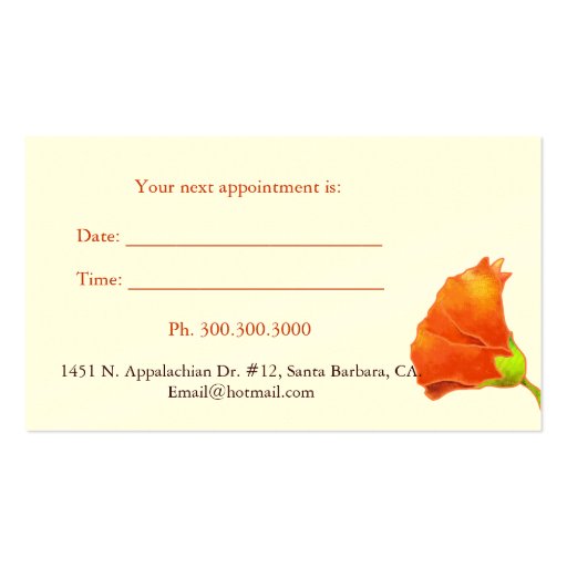 Hollyhocks Hair Designer Stylist Appointment Cards Business Card (back side)