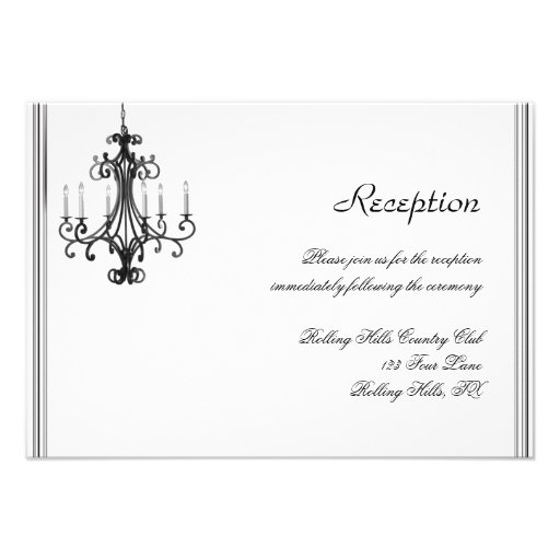 Hollywood Glamor Chandelier Wedding Reception Custom Invitations