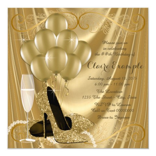 hollywood gold birthday party invitation zazzle 100th birthday invitations