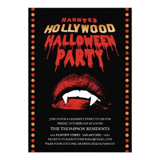 Hollywood Halloween Party Invitations