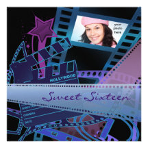 Hollywood Movie Star on Hollywood Movie Star Sweet 16 Birthday Party Invitations