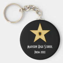 Hollywood Nights Gold Star Prom Formal Favor Key Chains