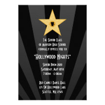 Hollywood Nights Gold Star Prom Formal Invitation
