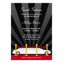 Hollywood Red Carpet Limo Sweet 16 Invitation