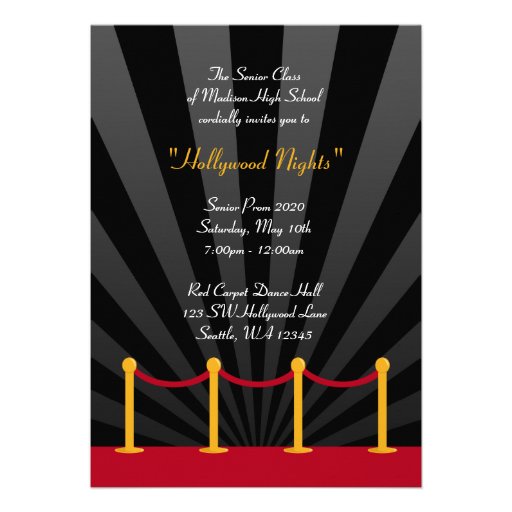 Hollywood Red Carpet Prom Formal Invitations