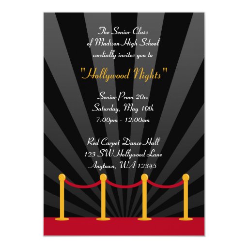 Hollywood Red Carpet Prom Formal Invitations