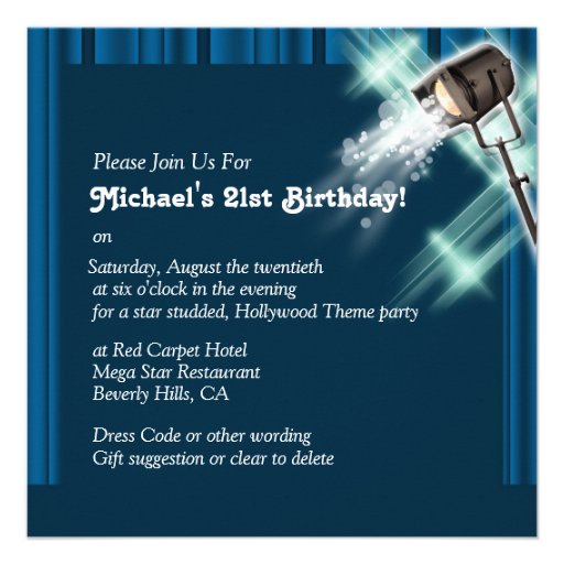 Hollywood theme "any age" party PERSONALIZE Personalized Invitations