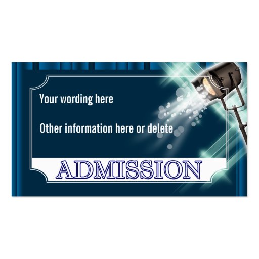 Hollywood wedding admission ticket PERSONALIZE Business Card