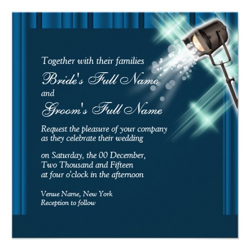 Hollywood wedding movie theater party custom announcement