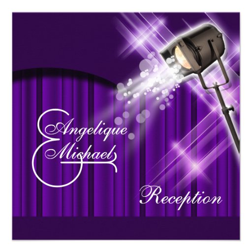 Hollywood wedding reception purple custom invite