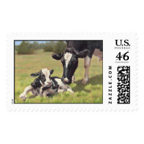 Holstein cow and calf postage stamp
