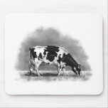 Holstein Cow Grazing: Realism Pencil Drawing Mousepad
