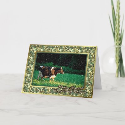 Holstein Cow Heifer Blank Christmas Card