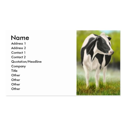 Holstein Cow Profile Card Business Card (front side)