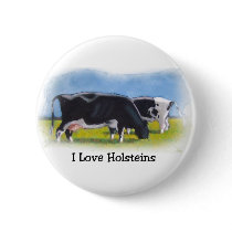 HOLSTEIN COWS PASTEL ART buttons