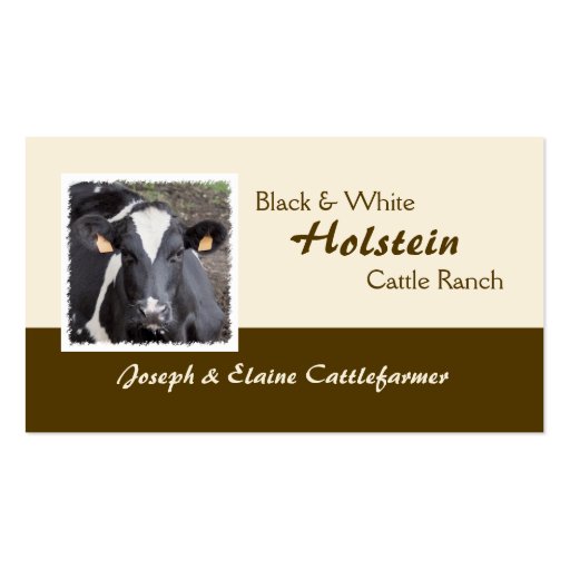 Holstein dairy or beef business card (front side)
