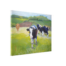 Holstein Friesian  Cows and Landscape Painting Canvas Prints