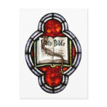 Holy Bible and Rosary Stained Glass Art Post Card