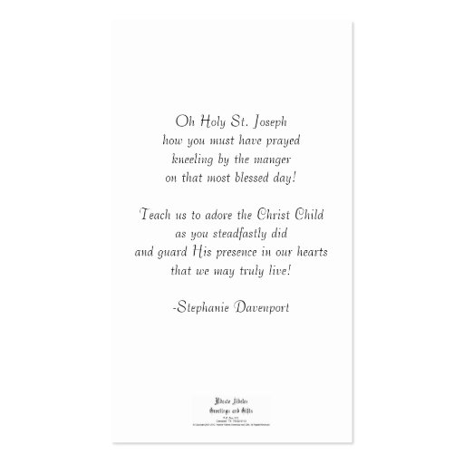 Holy Cards (Quote): St. Joseph Nativity Business Card Templates (back side)