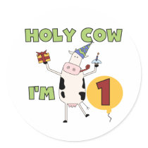 Holy Cow I'm 1 Tshirts and Gifts stickers by kids_birthdays Holy Cow I'm 1 Tshirts and Gifts stickers
