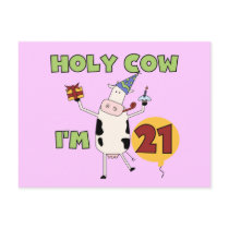 Holy Cow I'm 21 Birthday Tshirts and Gifts postcards