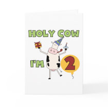 Holy Cow I'm 2 Birthday T-shirts and Gifts Greeting Card