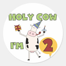 Holy Cow I'm 2 Birthday T-shirts and Gifts Stickers
