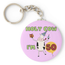Holy Cow I'm 50 Birthday Tshirts and Gifts Keychains