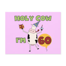 Holy Cow I'm 60 Birthday T-shirts and Gifts Postcards