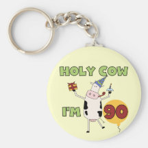 Holy Cow I'm 90 Birthday Tshirts and Gifts Keychain