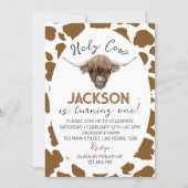 Holy Cow I M One Highland Cow St Birthday Invitation Zazzle