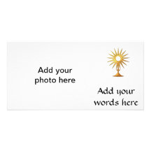 Holy Eucharist in golden Monstrance Custom Photo Card