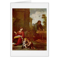 Holy Family By Murillo Bartolome Esteban Perez Cards