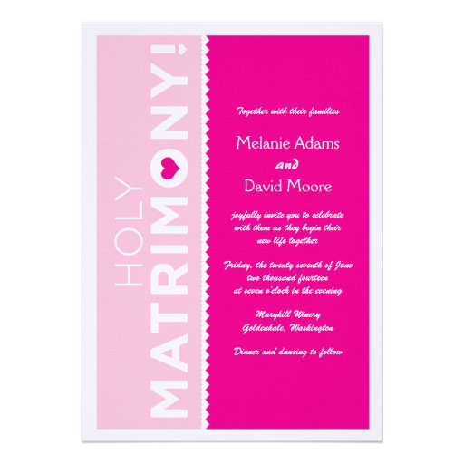 Holy Matrimony Wedding Custom Invitations