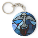 Holy Spirit Stained Glass Art Key Chain